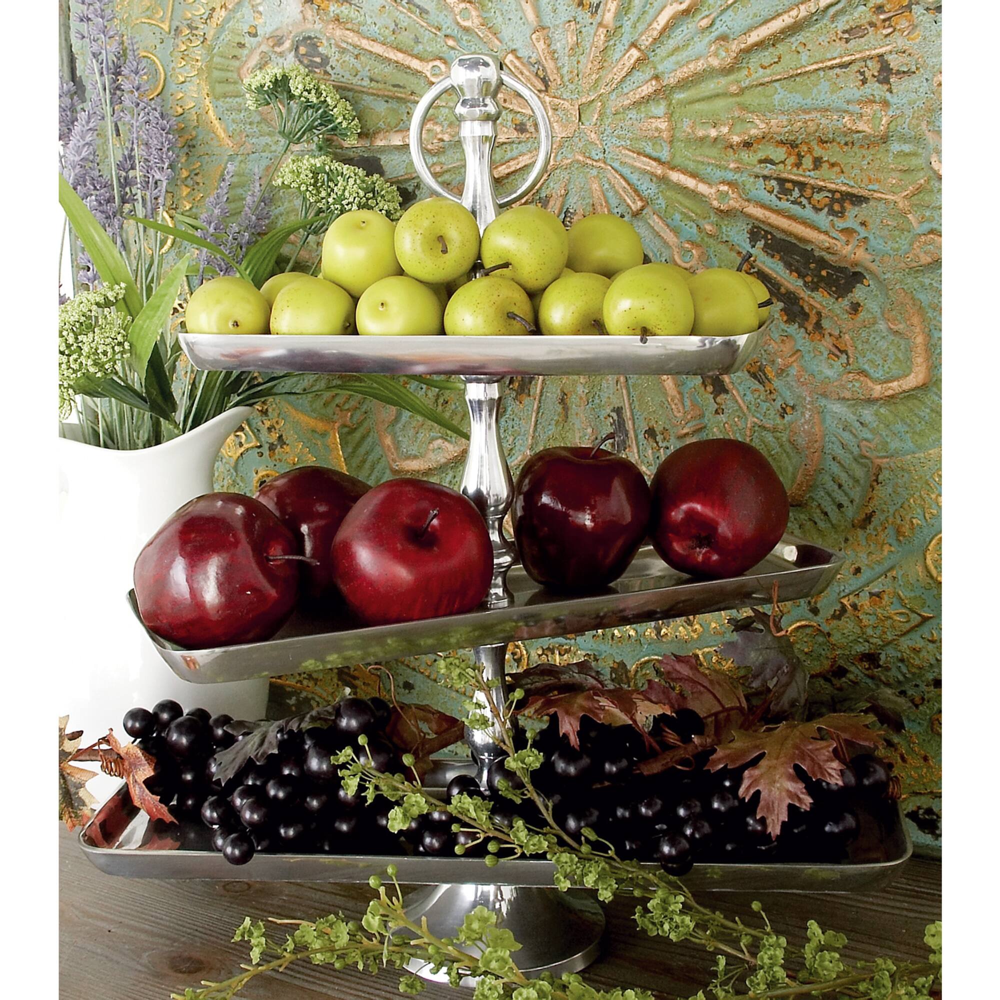 19" Silver Aluminum 3-Tier Tray Stand